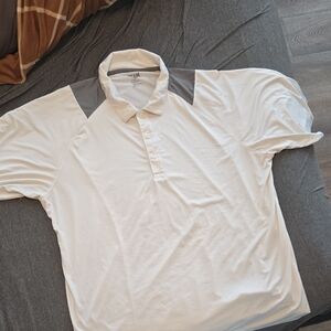Breathable White and Gray Accent Polo Shirt